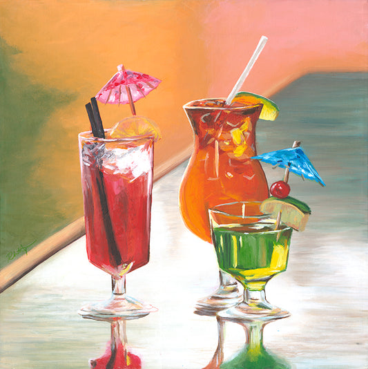 (table of cocktails) acrylic painting
