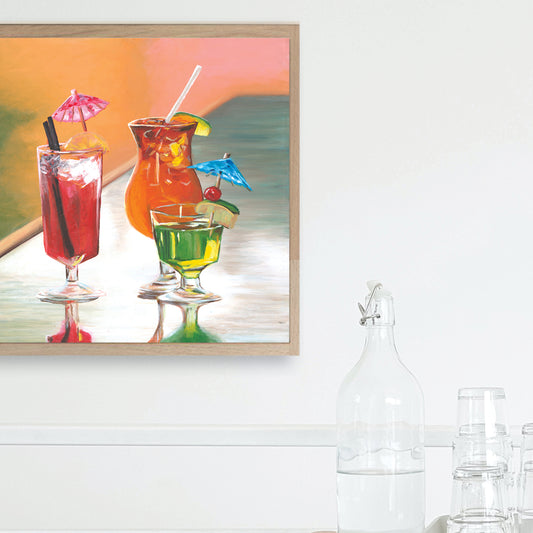 (table of cocktails) framed reproduction