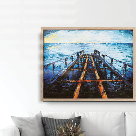 (boat launching) framed reproduction