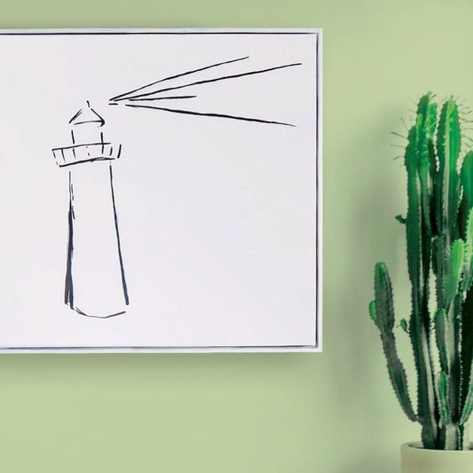 (lighthouse on white) acrylic painting